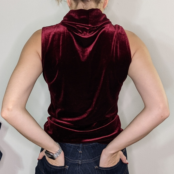 ACW Design red velvet turtleneck tank top s/m - Picture 2 of 2